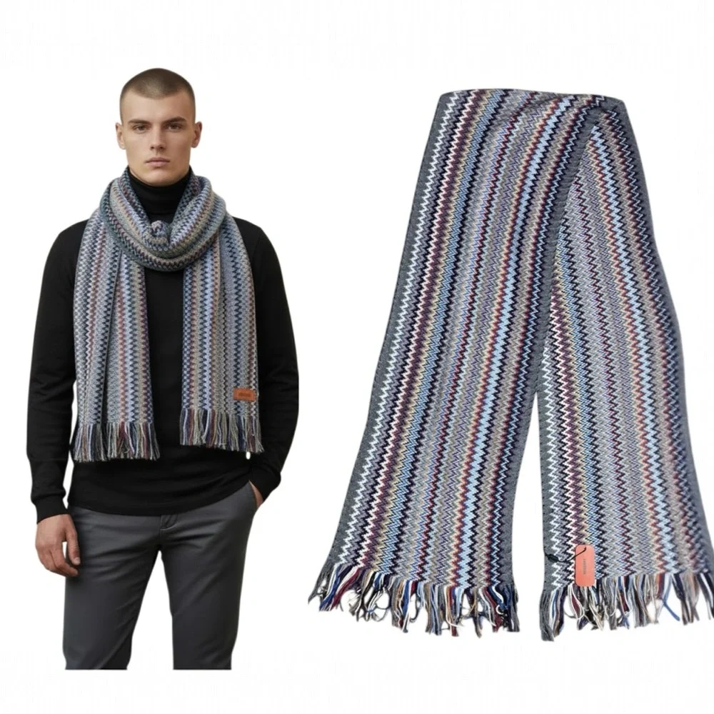 MISSONI Wool Blend Chevron Zig-Zag Scarf NWT